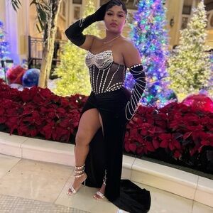 Elegant Black and Silver Evening Gown